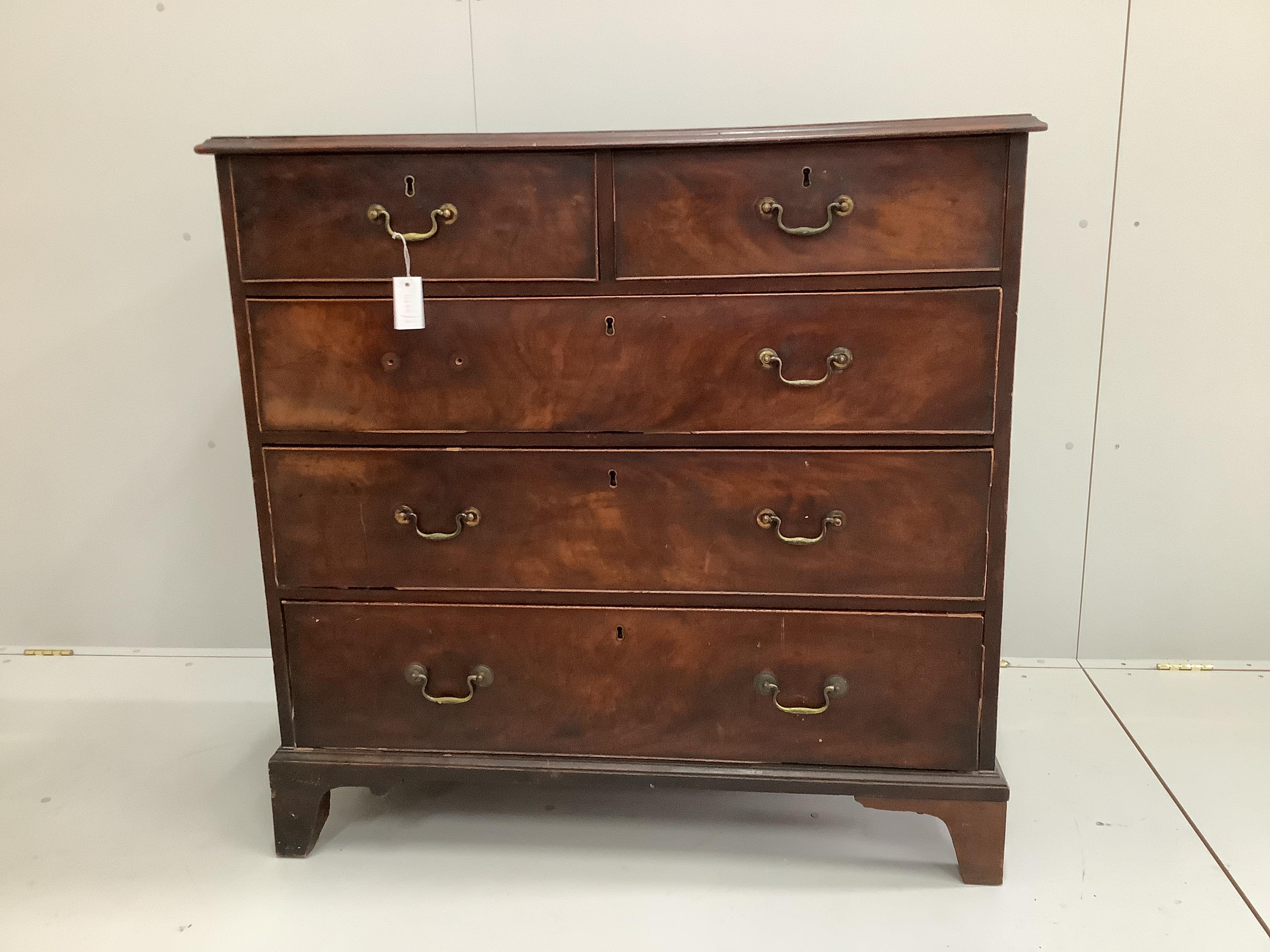 A George III mahogany five drawer chest, width 110cm, depth 51cm, height 107cm